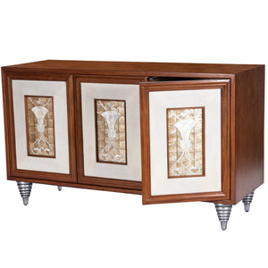 Butler Specialty Shelly Leather & Capiz Shell Inlay Sideboard - Elegant Storage With Distinctive Design & Warmth Medium Brown Gmelina Solids,Maple Veneer,Mdf,Leather,Capiz Shell 5486350-butler