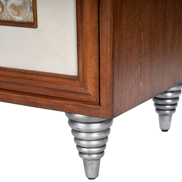 Butler Specialty Shelly Leather & Capiz Shell Inlay Sideboard - Elegant Storage With Distinctive Design & Warmth Medium Brown Gmelina Solids,Maple Veneer,Mdf,Leather,Capiz Shell 5486350-butler