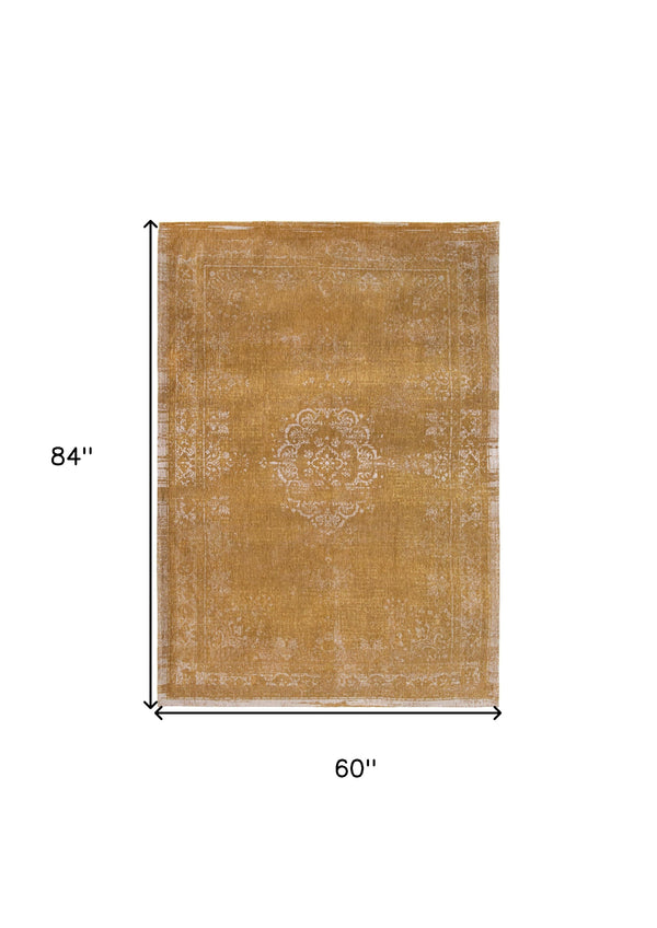 Homeroots 6' X 8' Orange And White Medallion Non Skid Area Rug  100% Pet 548635