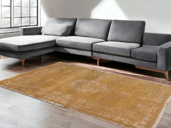 HomeRoots 9' Vibrant Orange and White Medallion Non-Skid Area Rug - Perfect for High-Traffic Spaces & Safety 548638