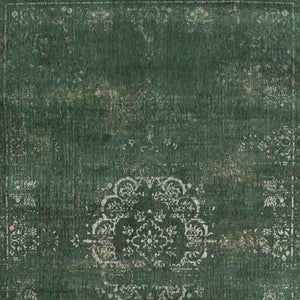 HomeRoots 3' Gray and Green Medallion Non-Skid Area Rug for High-Traffic Spaces - Elegant & Durable Design 3' X 5' 548639