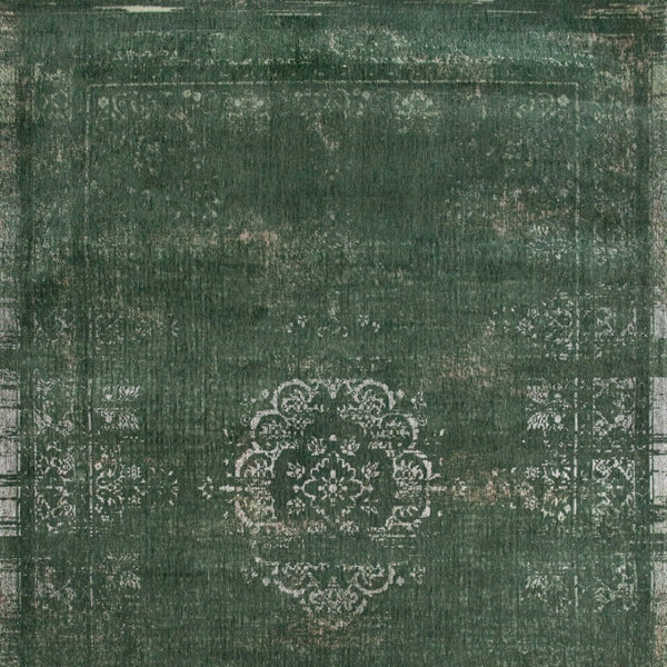 HomeRoots 3' Gray and Green Medallion Non-Skid Area Rug for High-Traffic Spaces - Elegant & Durable Design 3' X 5' 548639