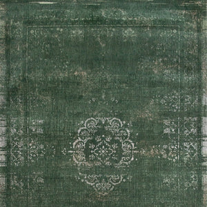 HomeRoots 3' Gray and Green Medallion Non-Skid Area Rug for High-Traffic Spaces - Elegant & Durable Design 7' X 9' 548642