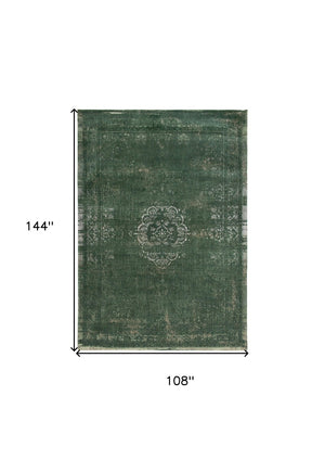 HomeRoots 9' Gray and Green Medallion Non-Skid Area Rug - Elegant, Durable, and Perfect for High-Traffic Spaces! 548644