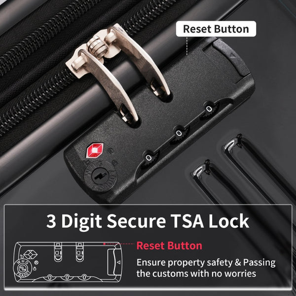 English Elm Hardshell Polycarbonate 3 Piece Luggage Set Spinner Wheels Tsa Lock Expandable Travel Black Multi N732P184448B