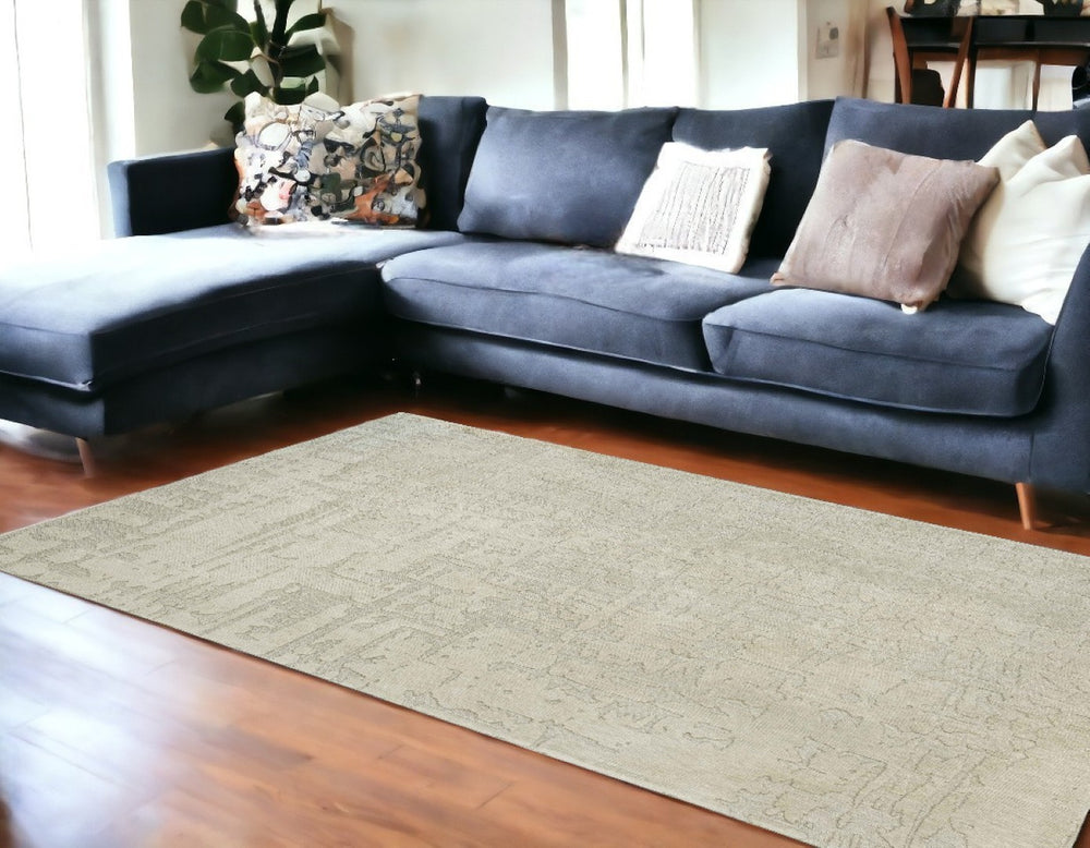 HomeRoots 9' X 13' Abstract Gray and Beige Non-Skid Area Rug – Stylish, Durable Design for High Traffic Spaces 548662