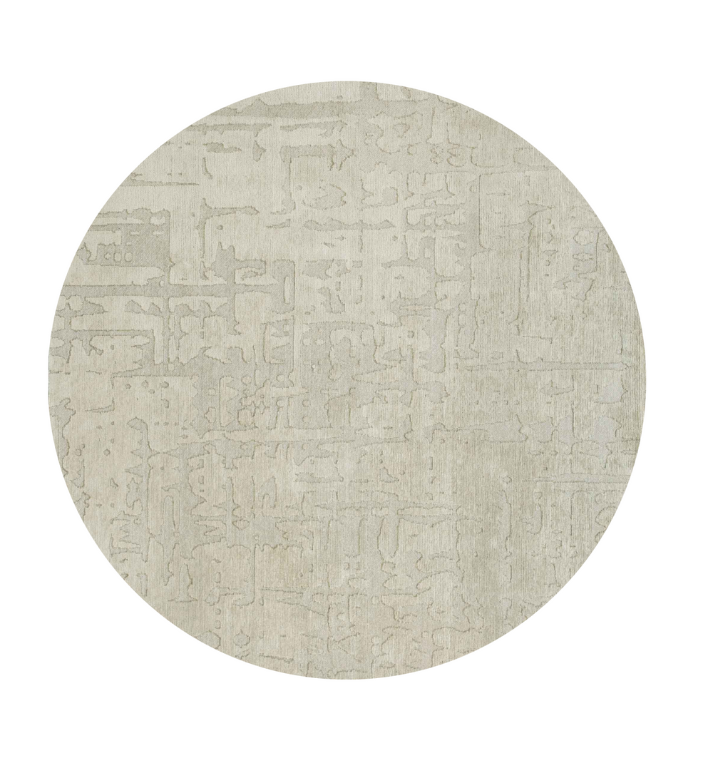 Homeroots 5' Gray And Beige Round Abstract Non Skid Area Rug  100% Pet 548664