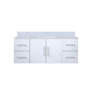 English Elm Glossy Modern White Bath Vanity 48" W x 22" D with Carrara Marble Top, Soft-Close Drawers, Durable B2731P258491