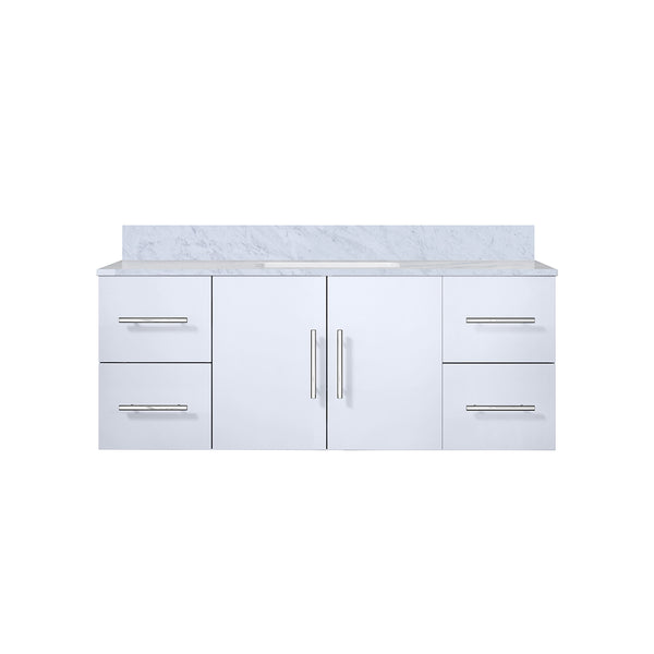 English Elm Glossy Modern White Bath Vanity 48" W x 22" D with Carrara Marble Top, Soft-Close Drawers, Durable B2731P258491
