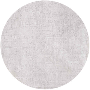 Homeroots 8' White Round Abstract Non Skid Area Rug  100% Pet 548671