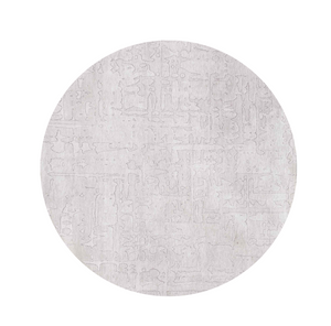 Homeroots 8' White Round Abstract Non Skid Area Rug  100% Pet 548671