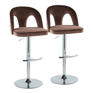 English Elm Adjustable Velvet Swivel Barstools with Chrome Base Set of 2 for Kitchen Island B202S01959