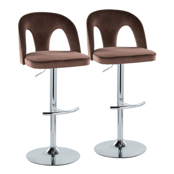 English Elm Adjustable Velvet Swivel Barstools with Chrome Base Set of 2 for Kitchen Island B202S01959