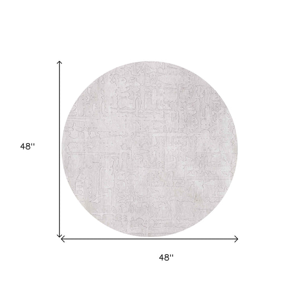Homeroots 5' White Round Abstract Non Skid Area Rug  100% Pet 548672