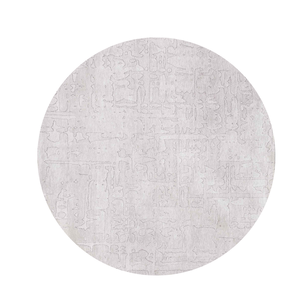 Homeroots 5' White Round Abstract Non Skid Area Rug  100% Pet 548672
