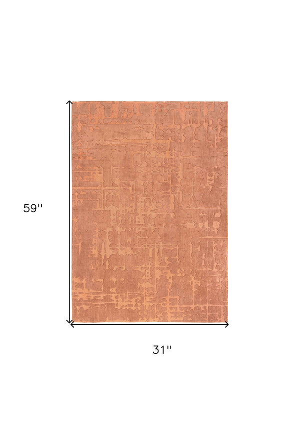 Homeroots 3' X 5' Orange Abstract Non Skid Area Rug  100% Pet 548673