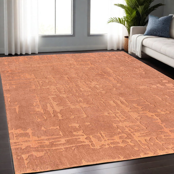 Homeroots 5' X 7' Orange Abstract Non Skid Area Rug  100% Pet 548674