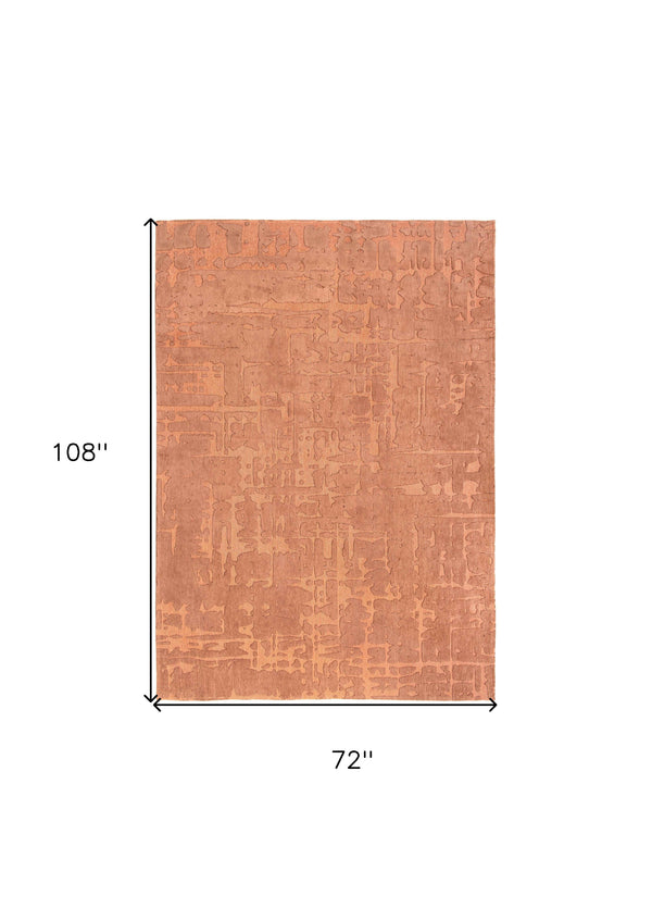 Homeroots 7' X 9' Orange Abstract Non Skid Area Rug  100% Pet 548676