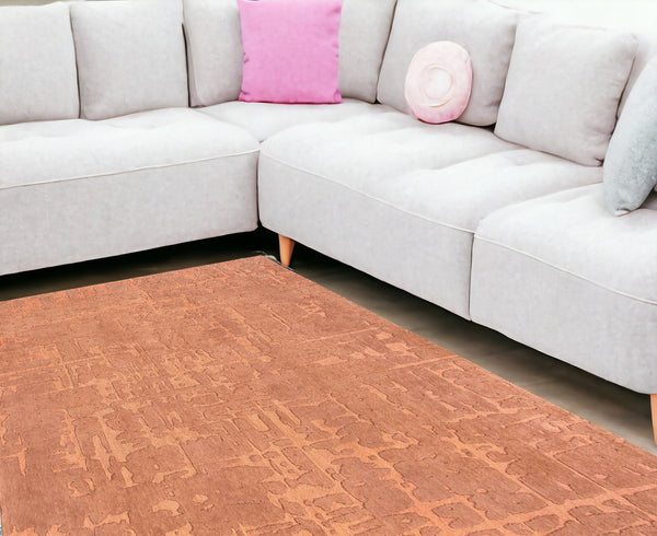 Homeroots 7' X 9' Orange Abstract Non Skid Area Rug  100% Pet 548676