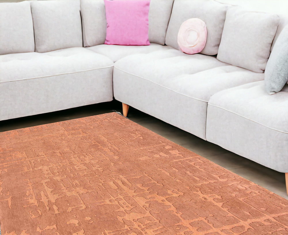 Homeroots 8' X 11' Orange Abstract Non Skid Area Rug  100% Pet 548677