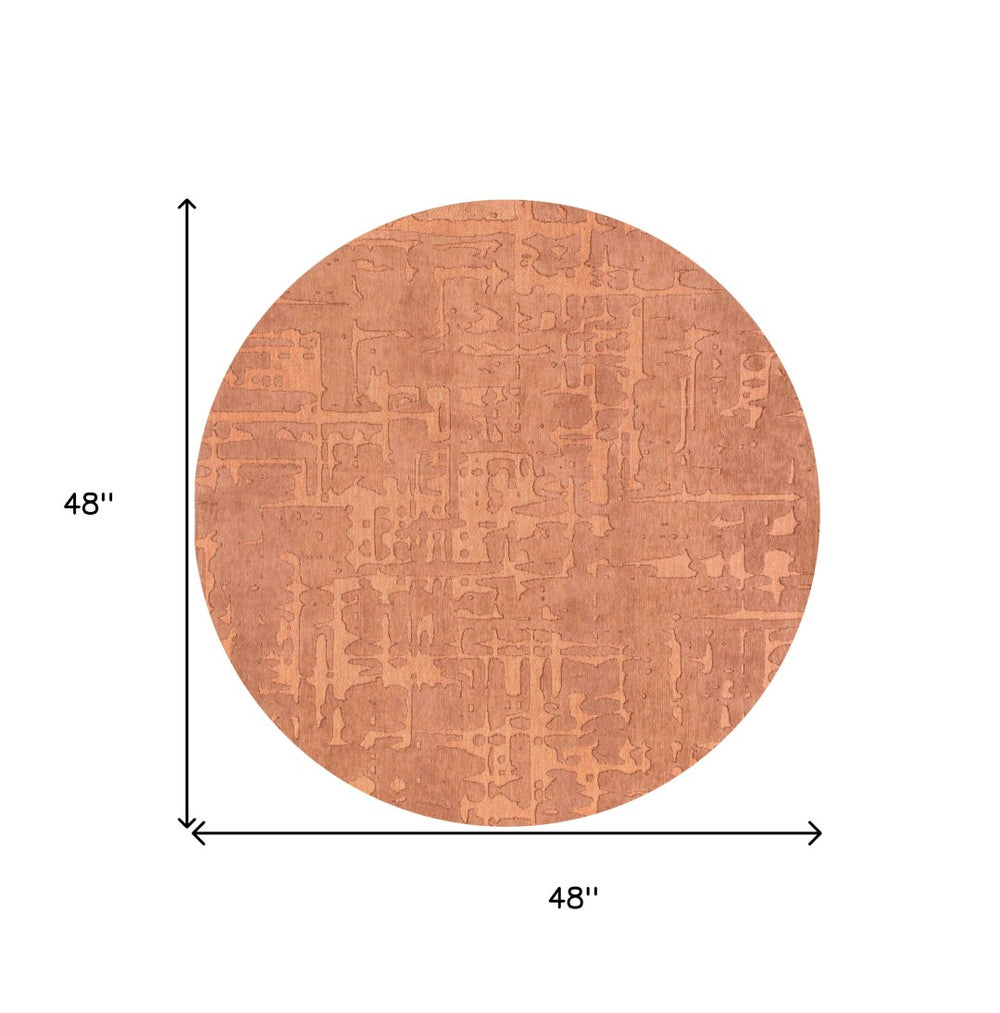 HomeRoots 3'' Orange Abstract Non-Skid Area Rug - Vibrant Modern Design for Entryways and Small Spaces 5' Round 548680