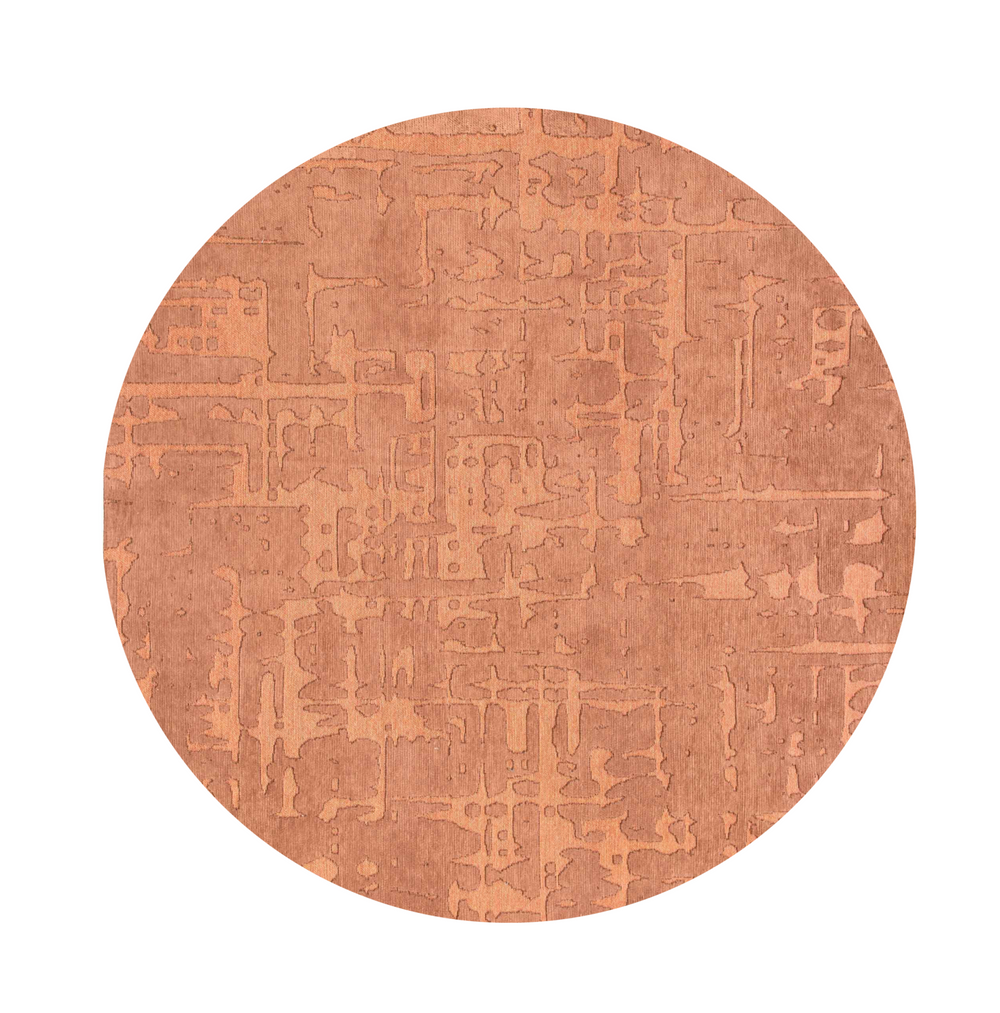 Homeroots 5' Orange Round Abstract Non Skid Area Rug  100% Pet 548680