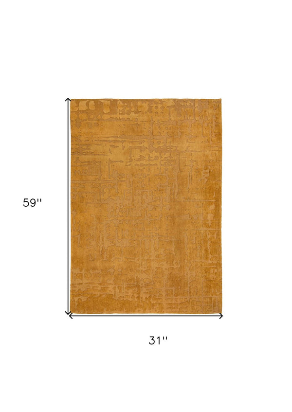 HomeRoots 3' Yellow Abstract Non-Skid Area Rug - Stylish, Modern Design for Safe, Comfortable Floors Anywhere 3' X 5' 548689