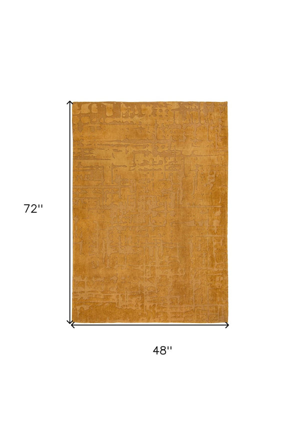 HomeRoots 3' Yellow Abstract Non-Skid Area Rug - Stylish, Modern Design for Safe, Comfortable Floors Anywhere 5' X 7' 548690