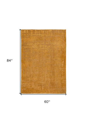 Homeroots 6' X 8' Yellow Abstract Non Skid Area Rug  100% Pet 548691