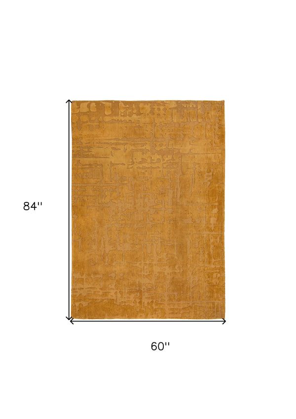 Homeroots 6' X 8' Yellow Abstract Non Skid Area Rug  100% Pet 548691