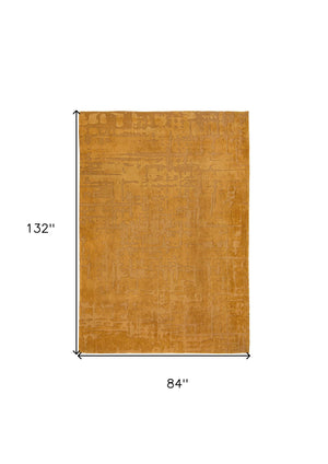 Homeroots 8' X 11' Yellow Abstract Non Skid Area Rug  100% Pet 548693