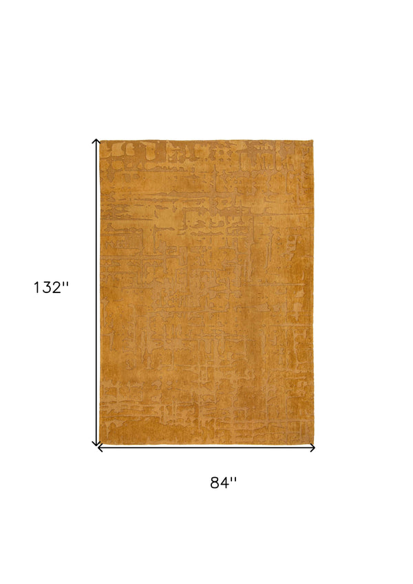 Homeroots 8' X 11' Yellow Abstract Non Skid Area Rug  100% Pet 548693