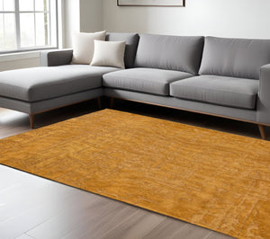 HomeRoots 3' Yellow Abstract Non-Skid Area Rug - Stylish, Modern Design for Safe, Comfortable Floors Anywhere 8' X 11' 548693