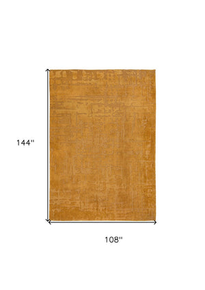 HomeRoots 9' X 13' Yellow Abstract Non-Skid Area Rug – Modern Artistry for High-Traffic Spaces & Easy Care 548694