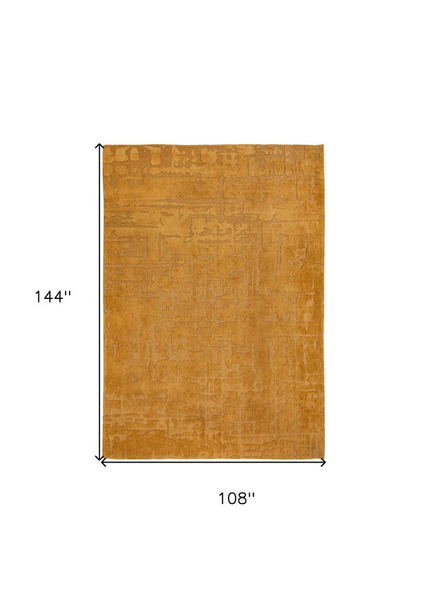 HomeRoots 9' X 13' Yellow Abstract Non-Skid Area Rug – Modern Artistry for High-Traffic Spaces & Easy Care 548694