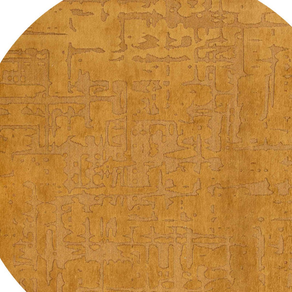 HomeRoots 3' Yellow Abstract Non-Skid Area Rug - Stylish, Modern Design for Safe, Comfortable Floors Anywhere 5' Round 548696