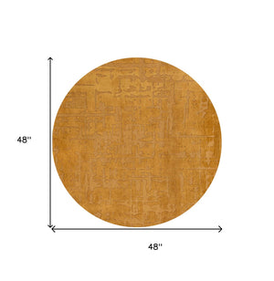HomeRoots 3' Yellow Abstract Non-Skid Area Rug - Stylish, Modern Design for Safe, Comfortable Floors Anywhere 5' Round 548696