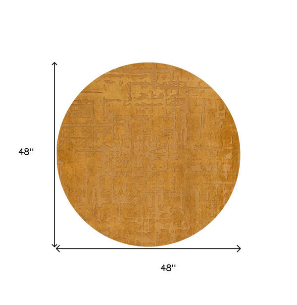 HomeRoots 3' Yellow Abstract Non-Skid Area Rug - Stylish, Modern Design for Safe, Comfortable Floors Anywhere 5' Round 548696