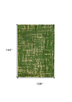 HomeRoots 9' Green Abstract Non-Skid Area Rug - Stylish, Durable, and Easy to Clean for Any High-Traffic Space 548702