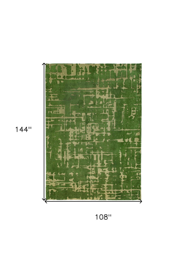 HomeRoots 9' Green Abstract Non-Skid Area Rug - Stylish, Durable, and Easy to Clean for Any High-Traffic Space 548702