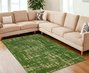 HomeRoots 9' Green Abstract Non-Skid Area Rug - Stylish, Durable, and Easy to Clean for Any High-Traffic Space 548702