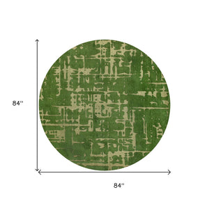 HomeRoots 3' Modern Green Abstract Non-Skid Area Rug - Perfect for Entryways, Kitchens, and High-Traffic Spaces 8' Round 548703