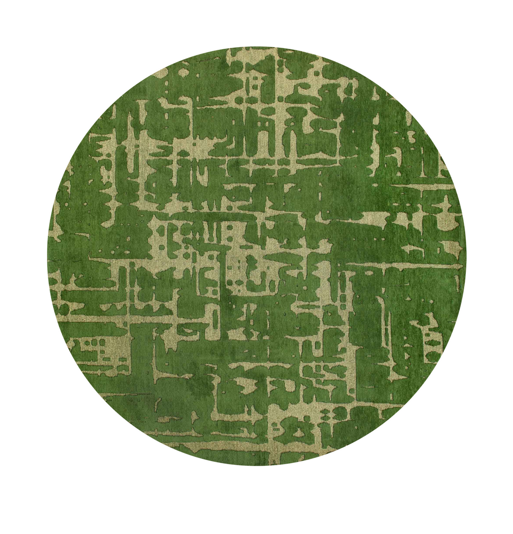 Homeroots 5' Green Round Abstract Non Skid Area Rug  100% Pet 548704