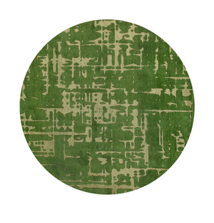 Homeroots 5' Green Round Abstract Non Skid Area Rug  100% Pet 548704