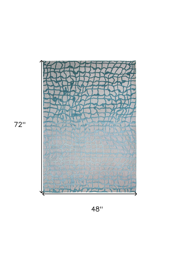 Homeroots 5' X 7' Blue And Gray Abstract Non Skid Area Rug  100% Pet 548706