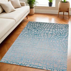Homeroots 5' X 7' Blue And Gray Abstract Non Skid Area Rug  100% Pet 548706