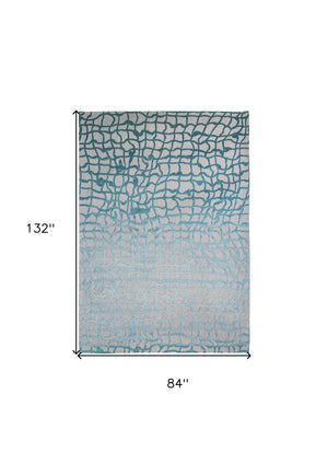 Homeroots 8' X 11' Blue And Gray Abstract Non Skid Area Rug  100% Pet 548709