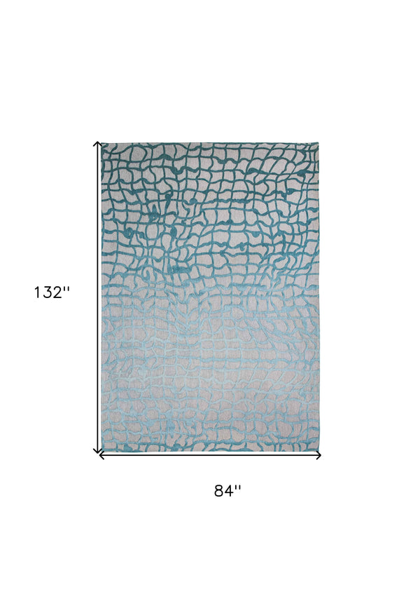 Homeroots 8' X 11' Blue And Gray Abstract Non Skid Area Rug  100% Pet 548709