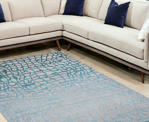 Homeroots 8' X 11' Blue And Gray Abstract Non Skid Area Rug  100% Pet 548709