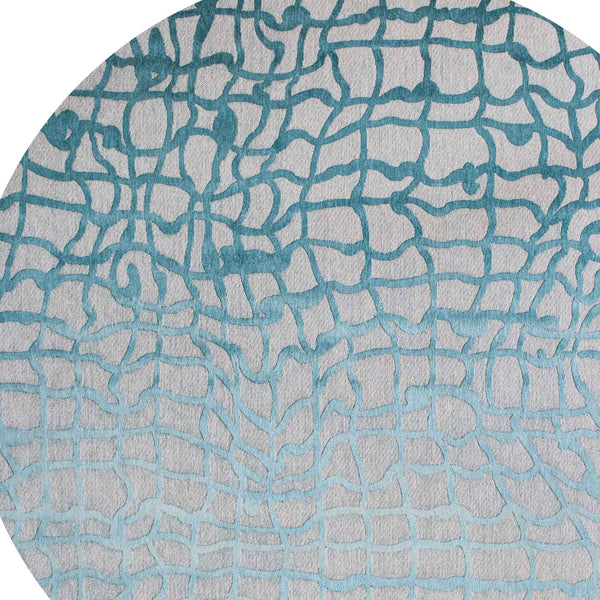 Homeroots 8' Blue And Gray Round Abstract Non Skid Area Rug  100% Pet 548711